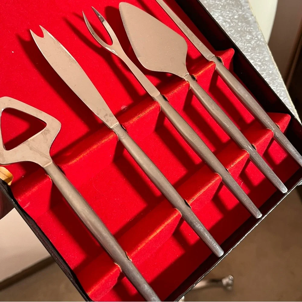 Vintage Stainless steel MCM Cocktail Hors d'oeruve Party utensils Bar accessory